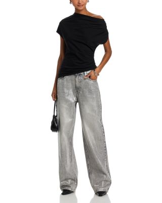 Zo High Rise Straight Jeans in Silver