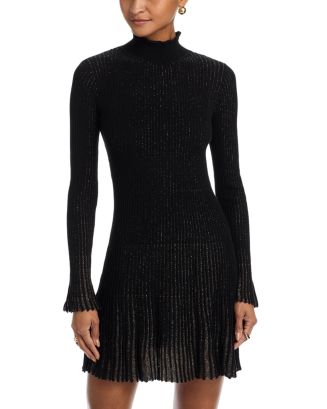 aqua mock neck gold foil mini dress Lost and Wander Treasure of Light Knit Champagne ruched chiffon dress