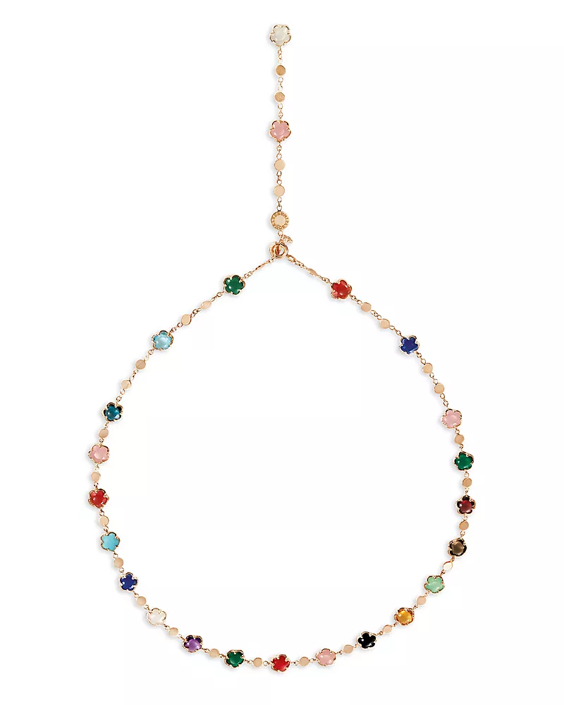 Pasquale Bruni 18K Rose Gold Figlia dei Fiori Multi Stone Flower Lariat Necklace, 18.5