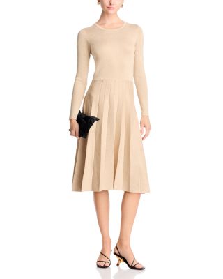 Pleated Metallic Threaded Dress