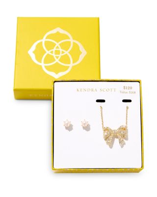 Krista Bow Pendant Necklace & Ashton Stud Earrings Gift Set 