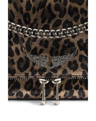 Rock II Metallic Leopard Print Leather Clutch