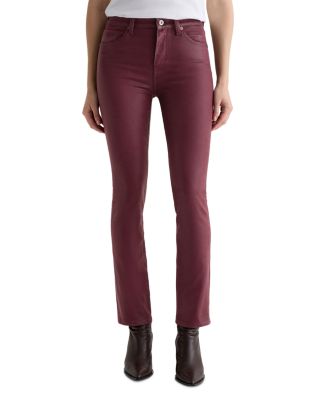 Mari Coated Mid Rise Slim Jeans in Winery