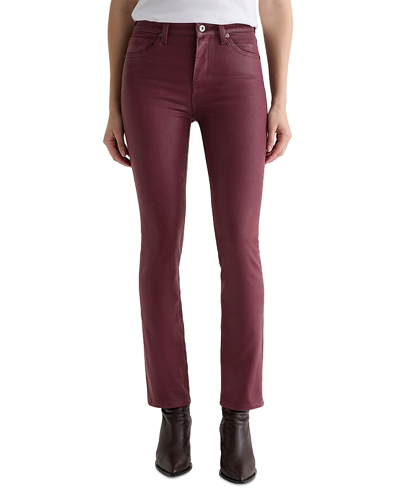 Ag Mari Coated Mid Rise Slim Jeans in Winery