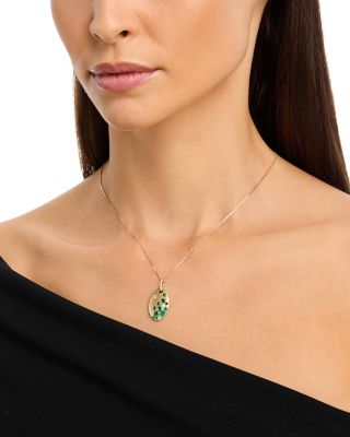Emerald & Diamond Pendant Necklace in 14K Yellow Gold