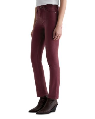 Mari Coated Mid Rise Slim Jeans in Winery