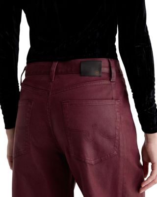 Hattie Coated High Rise Crop Barrel Jeans in Winery