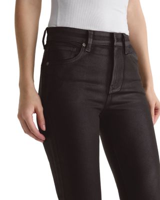 Mari Coated Mid Rise Slim Jeans in Super Black