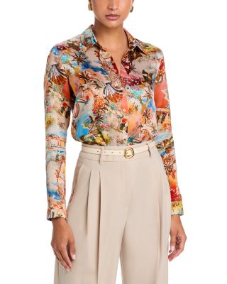 Tyler Silk Printed Split Neck Blouse