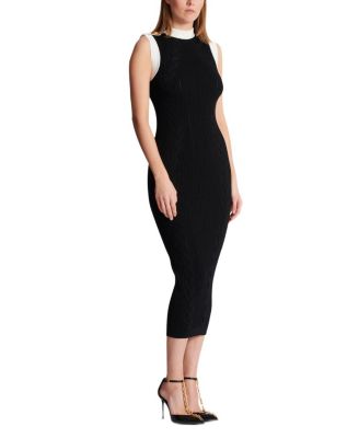 Long Two-Tone Cable-Knit Dress