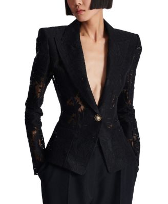  1-Button Fitted Lace Jacket