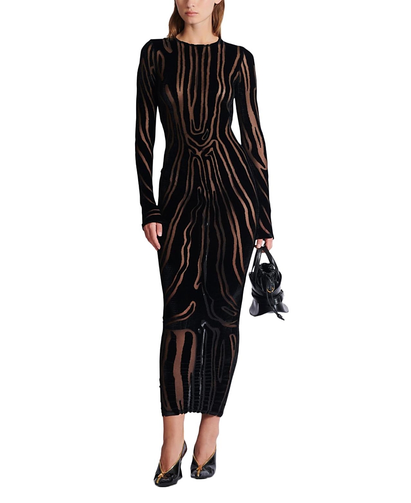 Balmain Long Zebra-Print Velvet Dress