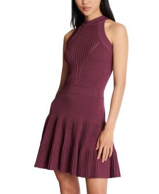  Sleeveless Flared Dress in Openwork Knit