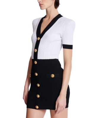  Two-Tone Cable-Knit Bodycon Dress