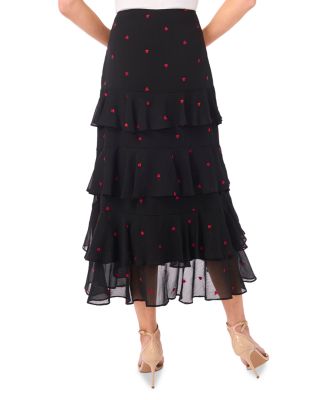 Tiered Ruffled Flounce Midi Skirt