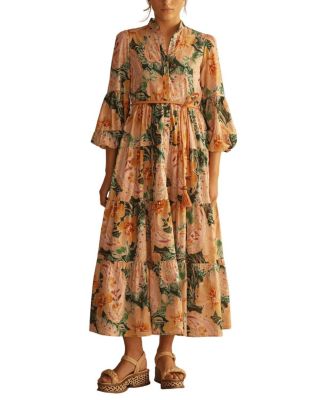 IBISCO Button Through Tiered Maxi Dress