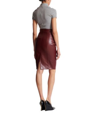  Lambskin Leather Pencil Skirt