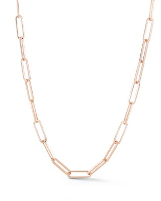 18K Rose Gold Saxon Paperclip Link Chain Necklace, 18"