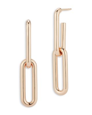 Elongated Chain Link Drop Earrings in 18K Rose Gold