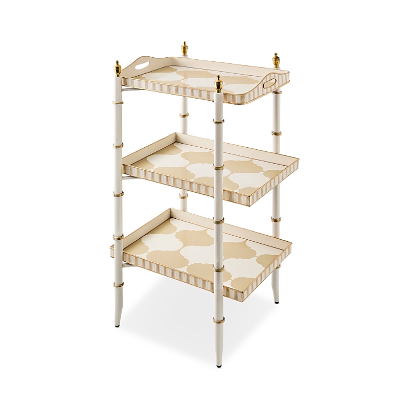 Mackenzie-childs Mocha 3 Tier Tray Table In Neutral
