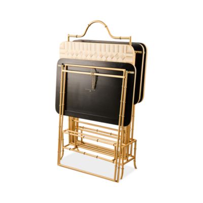 Mocha Check Cocktail Trays, Set of 4