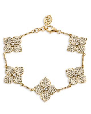 18K Yellow Gold Fiore Diamond Pav&eacute; Flower Link Bracelet