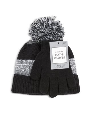 Boys' Color Blocked Striped Knit Cuff Beanie & Gloves Set - Little Kid, Big Kid