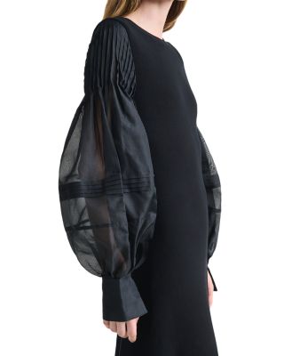 Carino Balloon Sleeve Silk Dress