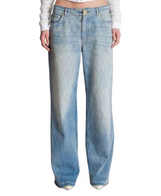  Diamond Washed Denim Straight-Fit Jeans