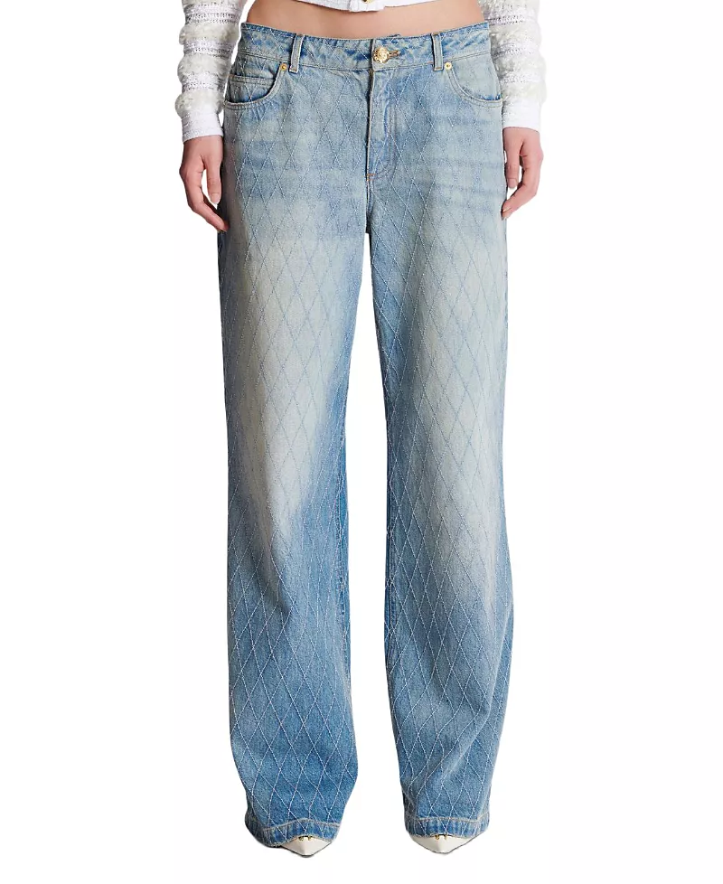 Balmain Diamond Washed Denim Straight-Fit Jeans