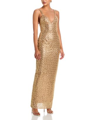 allegra silver sequin maxi dress BRONX AND BANCO Allegra Sequin Maxi Dress