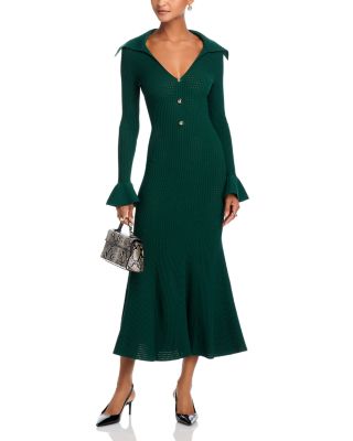 Ruffled Cuff Wide Neck Dress