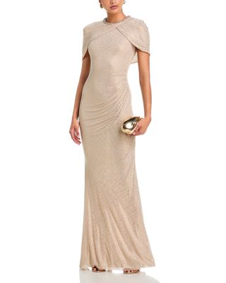 Rhinestone Cape Gown