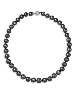 Tahitian Black Pearl Necklace in 14K White Gold, 18"