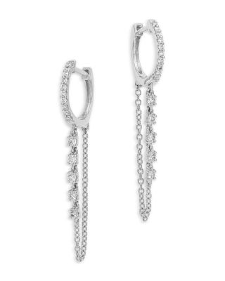 Diamond Drop Earrings in 14K White Gold, 0.40 tcw