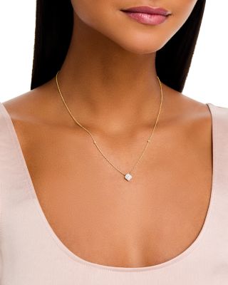 Diamond Clover Pendant Necklace in 14K Yellow Gold, 0.20 tcw