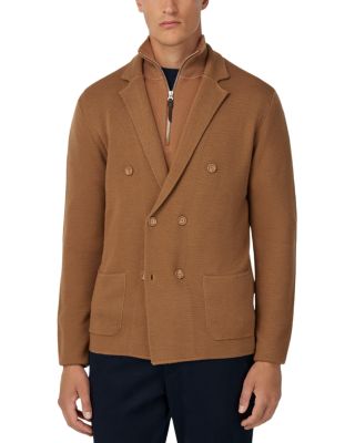 Extra Fine Merino Wool Knitted Regular Fit Double Breasted Blazer - Exclusive