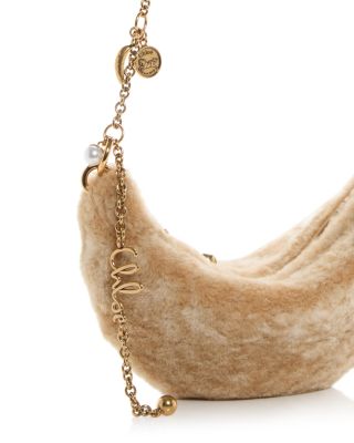 Chlo&eacute; Halfmoon Mini Icons Shearling Shoulder Bag
