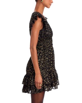 Metallic Flutter Sleeve Mini Dress - Exclusive