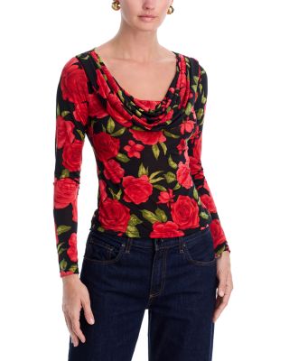 Rose Jersey Scoop Neck Top - Exclusive