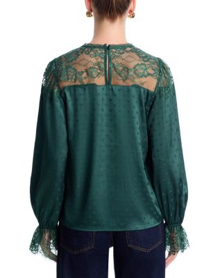 Polka Dot Lace Long Sleeve Top - Exclusive