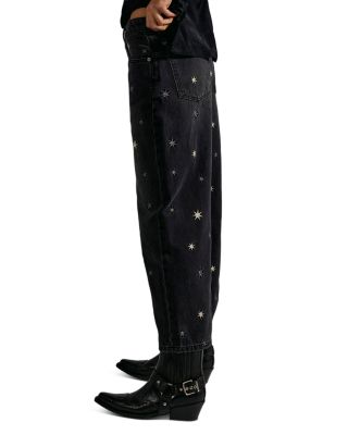 Deep Trance Embroidered High Rise Jeans in Starry Night