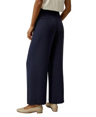 Silk Wide Leg Tailored Pant with Mid Rise