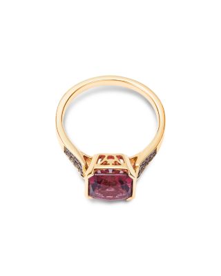 Rhodolite & Brown Diamond Ring in 14K Yellow Gold