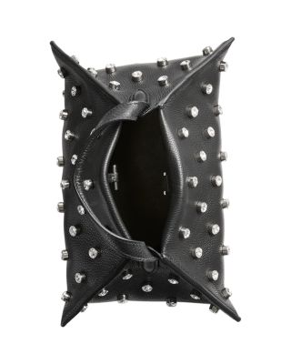 Origami Embellished Leather Baguette Bag