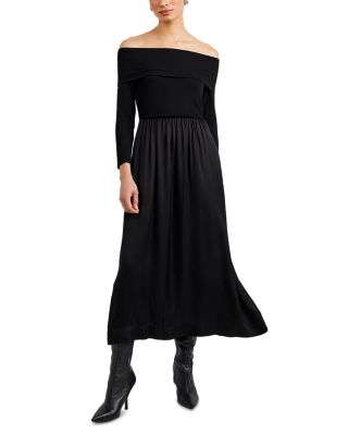 Off-the-Shoulder Combo Midi Dress