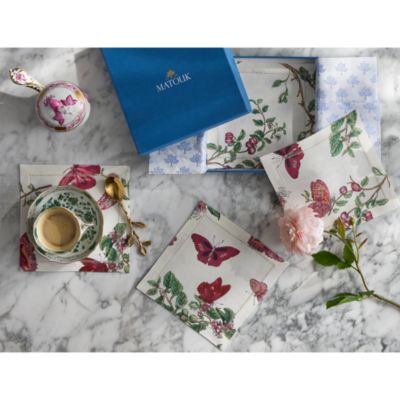 Baudin Butterfly Linen Cocktail Napkin, Set of 4