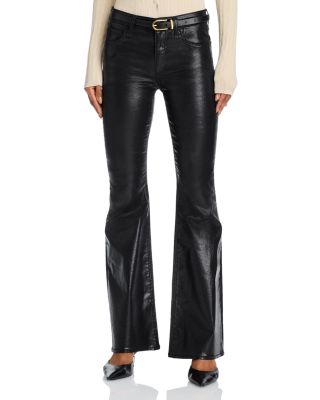 Flexi Dahlia Mid Rise Full Flare Jeans in Black Coated