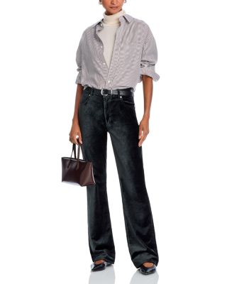 The Reboot Velveteen High Rise Jeans in Green Smoke Velvet