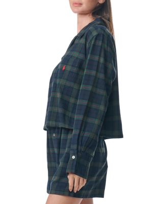 Plaid Cotton Flannel Short Sleeve Sleep Set